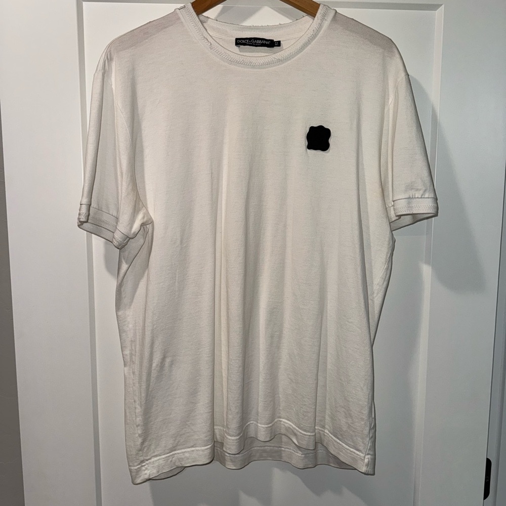 Dolce & Gabbana Cream Tee with Black Patch